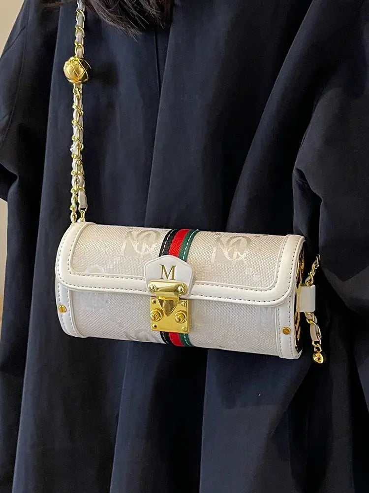 Fashionable Chain Strap Cylinder Bag Women's Bag Versatile Shoulder Crossbody Bag High Quality Korean Style Daily Use Bag luxecrown.co.uk