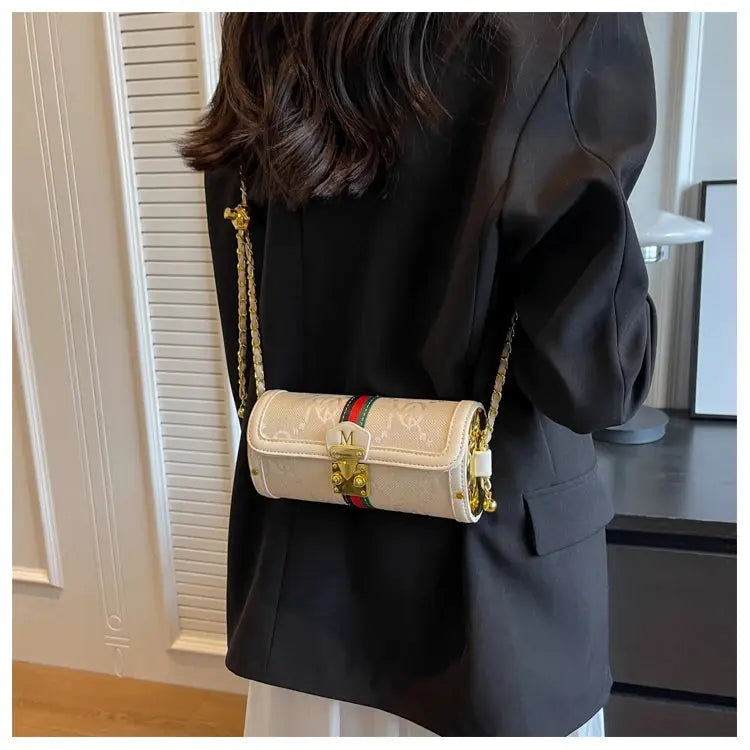 Fashionable Chain Strap Cylinder Bag Women's Bag Versatile Shoulder Crossbody Bag High Quality Korean Style Daily Use Bag luxecrown.co.uk
