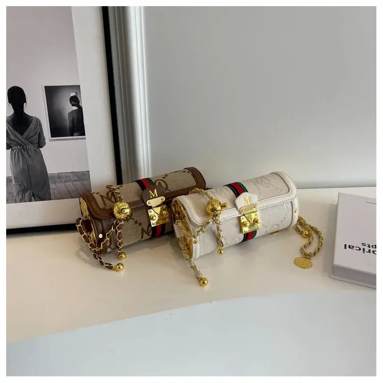 Fashionable Chain Strap Cylinder Bag Women's Bag Versatile Shoulder Crossbody Bag High Quality Korean Style Daily Use Bag luxecrown.co.uk