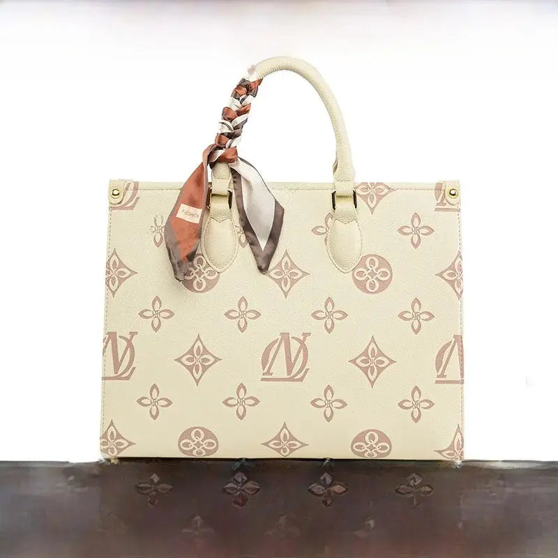 Fashionable Large Capacity Tote Bag 2025 New Style Simple Urban PU Ladies Handbag Commuter Daily Use Contrast Color Embossed luxecrown.co.uk