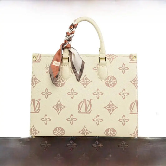 Fashionable Large Capacity Tote Bag 2025 New Style Simple Urban PU Ladies Handbag Commuter Daily Use Contrast Color Embossed luxecrown.co.uk