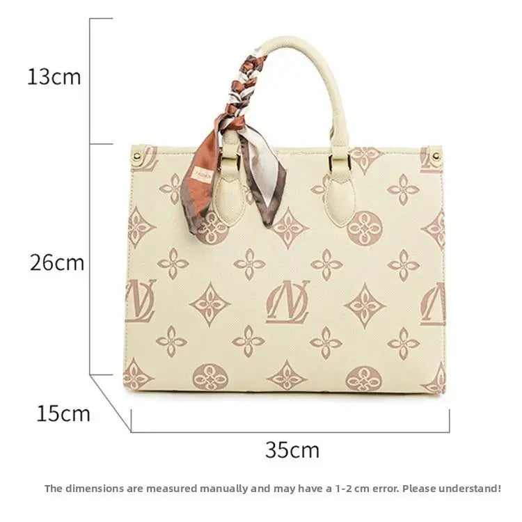 Fashionable Large Capacity Tote Bag 2025 New Style Simple Urban PU Ladies Handbag Commuter Daily Use Contrast Color Embossed luxecrown.co.uk