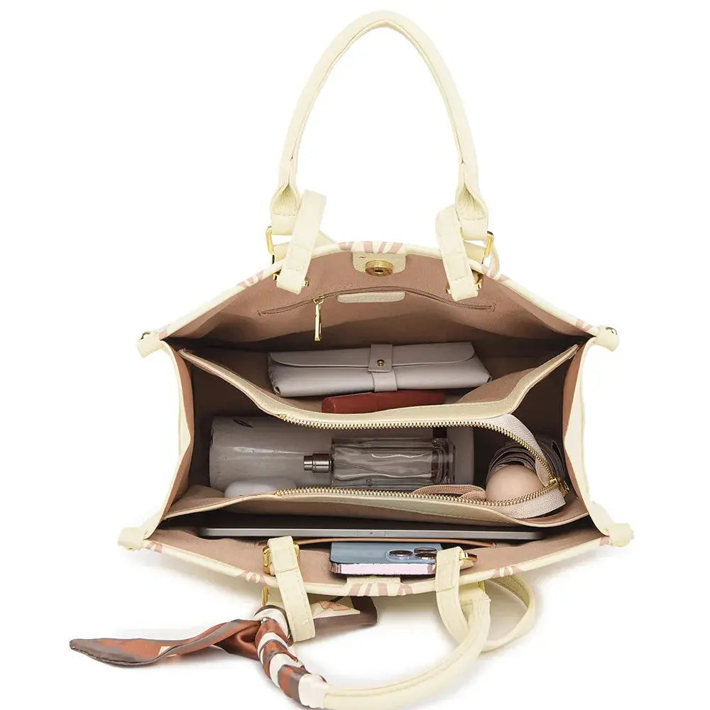 Fashionable Large Capacity Tote Bag 2025 New Style Simple Urban PU Ladies Handbag Commuter Daily Use Contrast Color Embossed luxecrown.co.uk