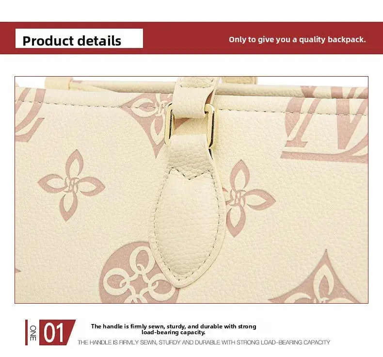Fashionable Large Capacity Tote Bag 2025 New Style Simple Urban PU Ladies Handbag Commuter Daily Use Contrast Color Embossed luxecrown.co.uk
