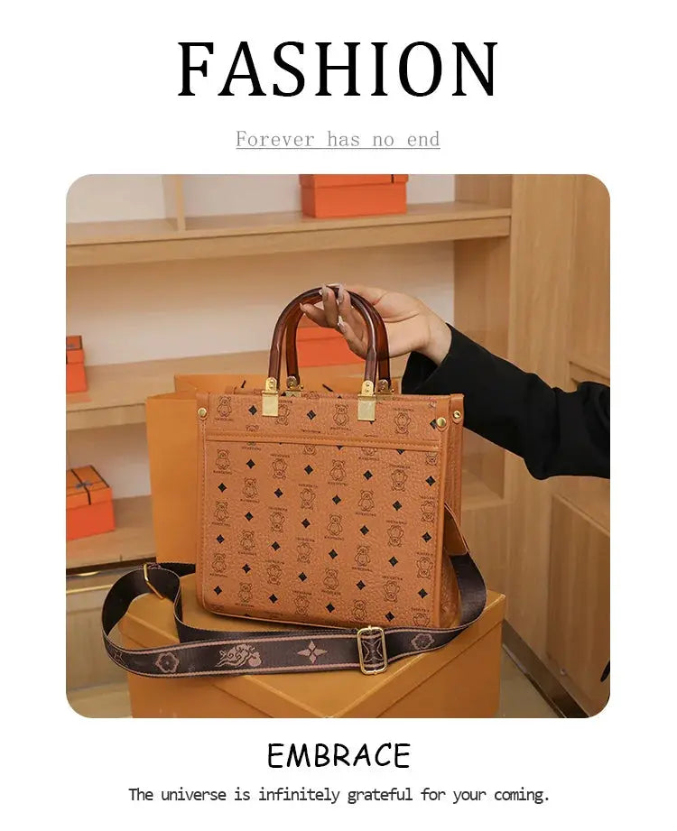Fashionable Printed Versatile Commuter Tote Casual Handbag Single Shoulder Slant Cross Women's Bag City Simple Style Large Size luxecrown.co.uk