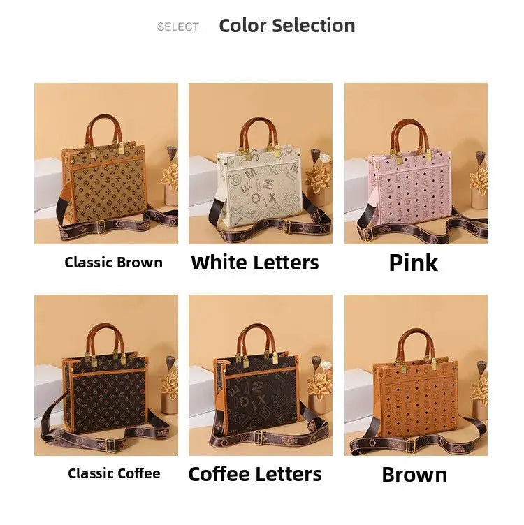 Fashionable Printed Versatile Commuter Tote Casual Handbag Single Shoulder Slant Cross Women's Bag City Simple Style Large Size luxecrown.co.uk