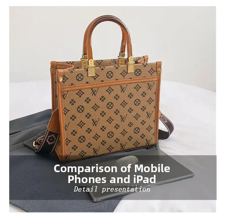 Fashionable Printed Versatile Commuter Tote Casual Handbag Single Shoulder Slant Cross Women's Bag City Simple Style Large Size luxecrown.co.uk
