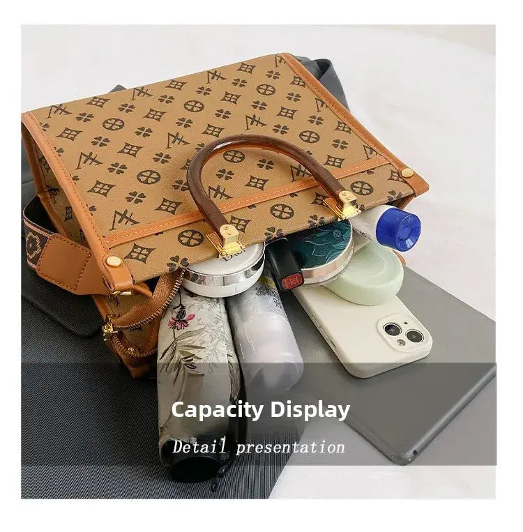 Fashionable Printed Versatile Commuter Tote Casual Handbag Single Shoulder Slant Cross Women's Bag City Simple Style Large Size luxecrown.co.uk