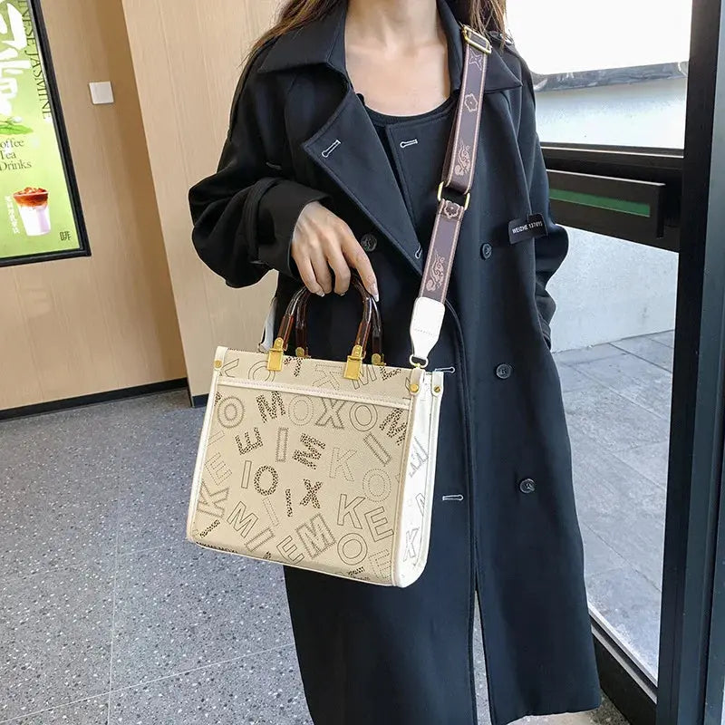 Fashionable Printed Versatile Commuter Tote Casual Handbag Single Shoulder Slant Cross Women's Bag City Simple Style Large Size luxecrown.co.uk