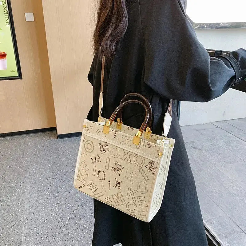 Fashionable Printed Versatile Commuter Tote Casual Handbag Single Shoulder Slant Cross Women's Bag City Simple Style Large Size luxecrown.co.uk