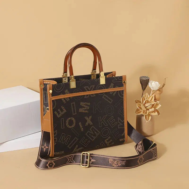 Fashionable Printed Versatile Commuter Tote Casual Handbag Single Shoulder Slant Cross Women's Bag City Simple Style Large Size luxecrown.co.uk