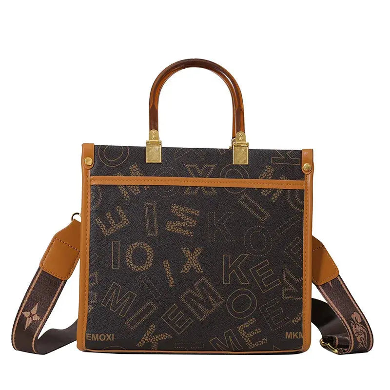 Fashionable Printed Versatile Commuter Tote Casual Handbag Single Shoulder Slant Cross Women's Bag City Simple Style Large Size luxecrown.co.uk