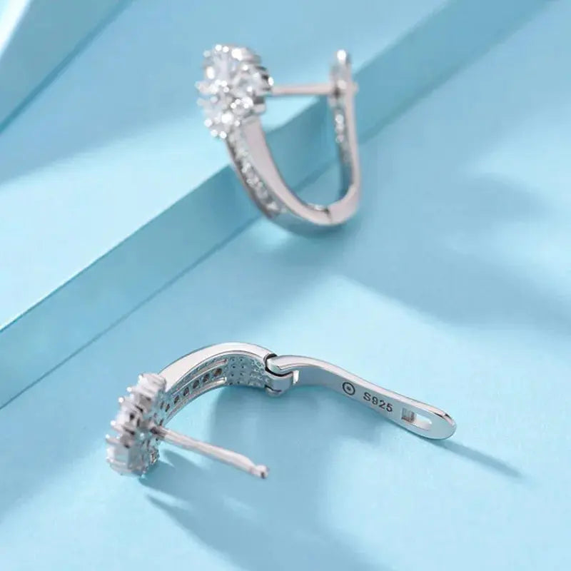 Fine Jewelry 925 Sterling Silver Earrings Inlaid With Zircon Crystal Flower Earrings Charm Jewelry For Women Gift Engagement Wed Streetsharks