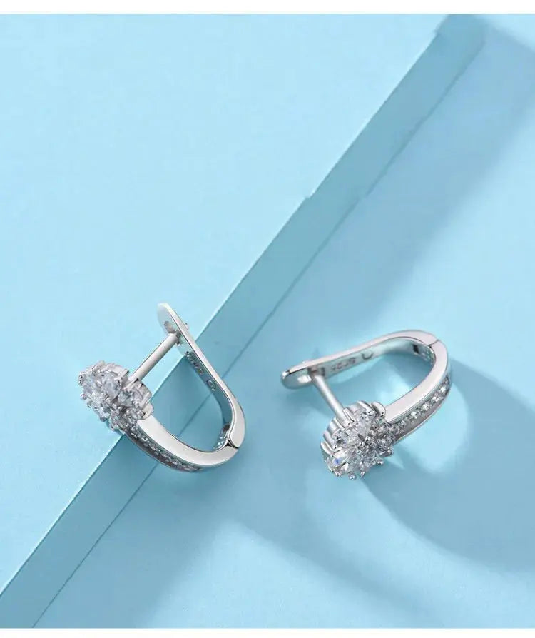 Fine Jewelry 925 Sterling Silver Earrings Inlaid With Zircon Crystal Flower Earrings Charm Jewelry For Women Gift Engagement Wed Streetsharks