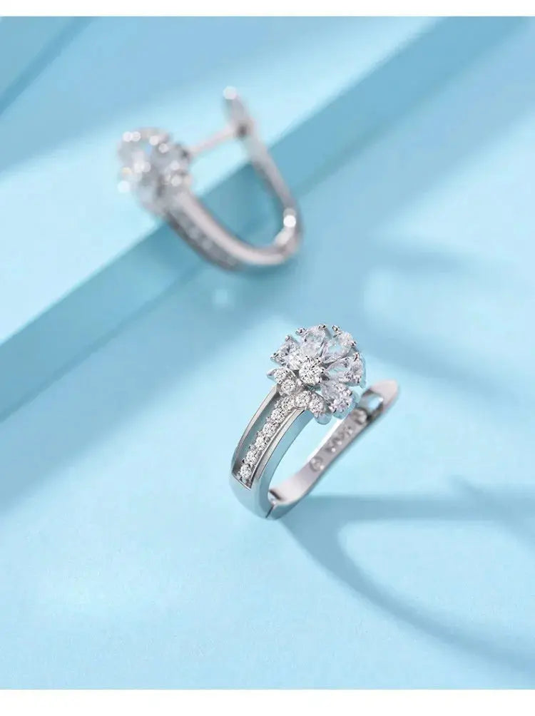 Fine Jewelry 925 Sterling Silver Earrings Inlaid With Zircon Crystal Flower Earrings Charm Jewelry For Women Gift Engagement Wed Streetsharks