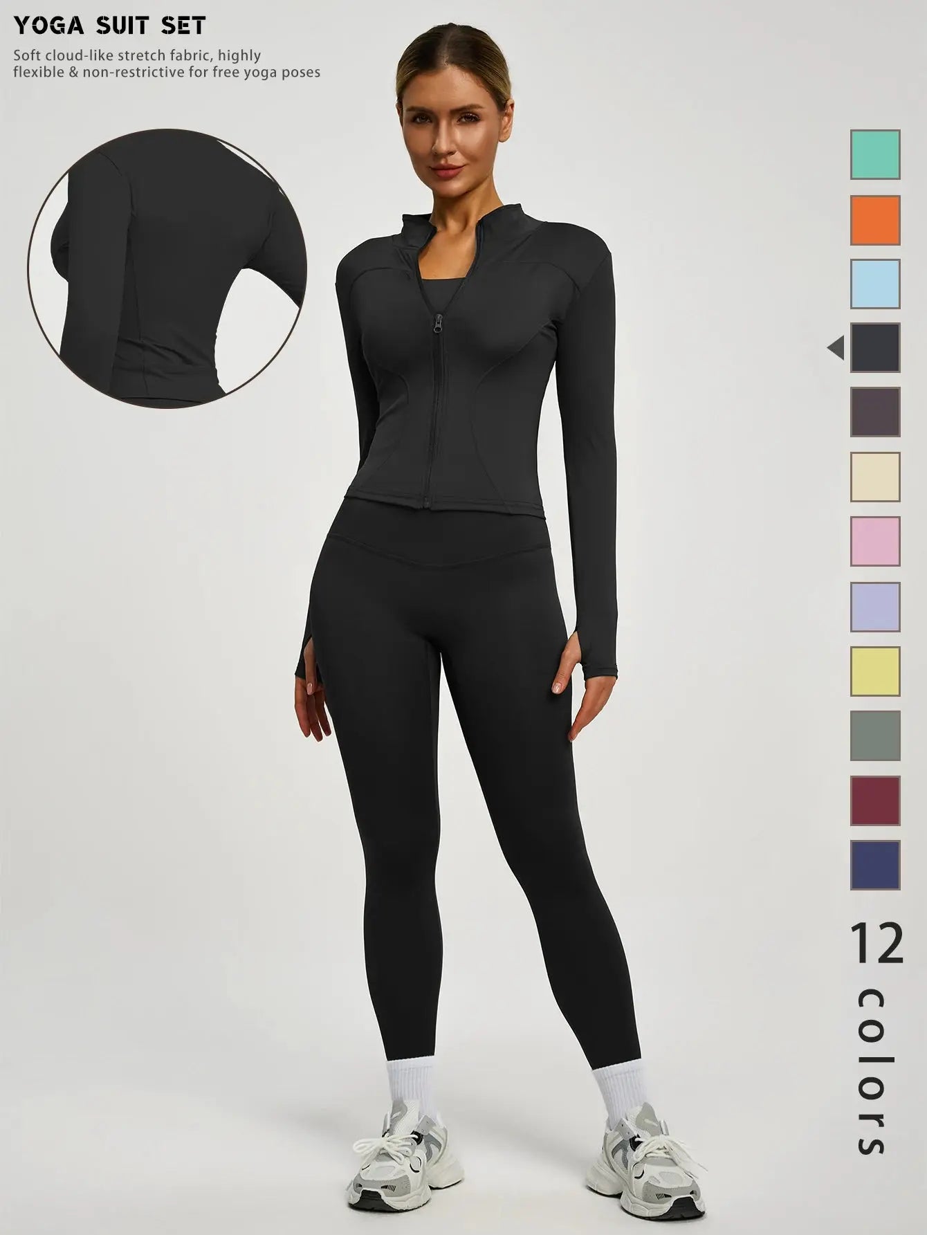 Fitfemme 2Pcs Women's Spring Yoga Sport Suit High Waist Legging Jacket Lifting Running Pants Outdoor Set luxecrown.co.uk