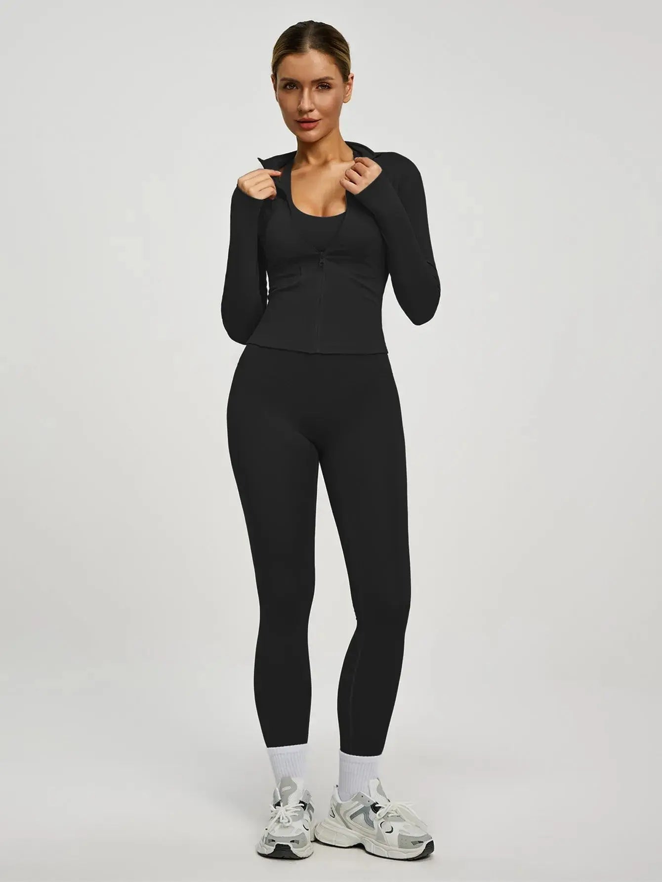 Fitfemme 2Pcs Women's Spring Yoga Sport Suit High Waist Legging Jacket Lifting Running Pants Outdoor Set luxecrown.co.uk