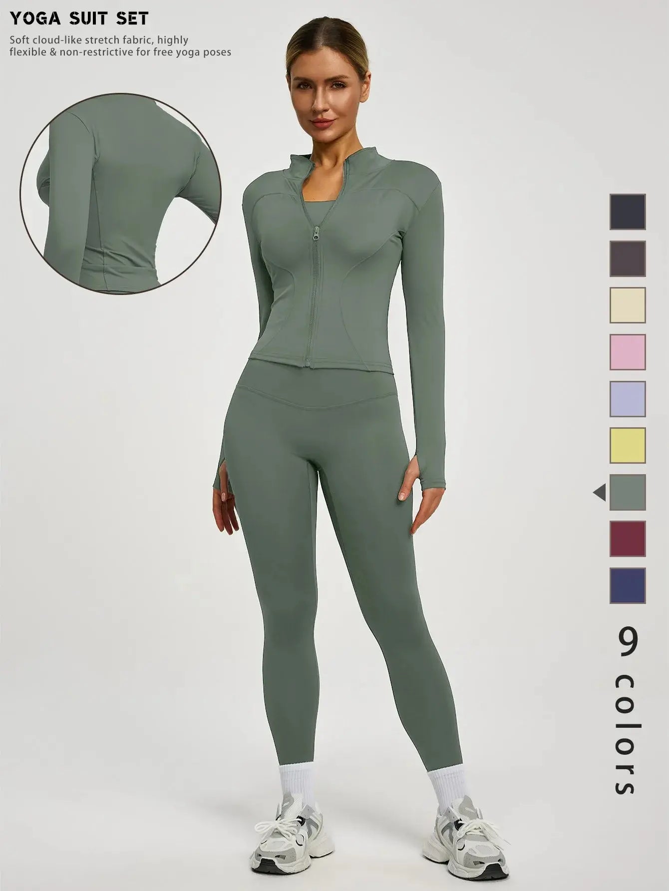 Fitfemme 2Pcs Women's Spring Yoga Sport Suit High Waist Legging Jacket Lifting Running Pants Outdoor Set luxecrown.co.uk