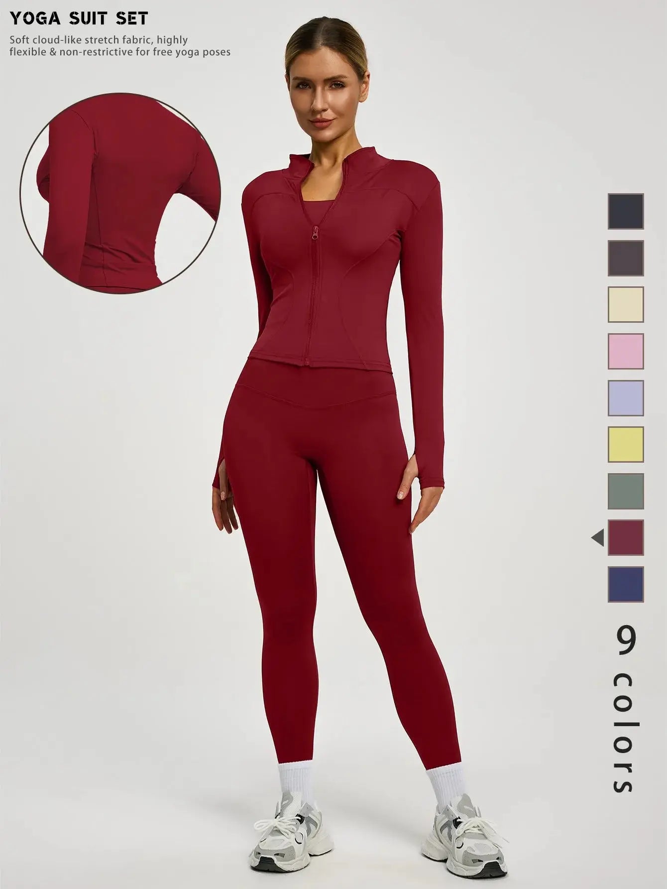Fitfemme 2Pcs Women's Spring Yoga Sport Suit High Waist Legging Jacket Lifting Running Pants Outdoor Set luxecrown.co.uk