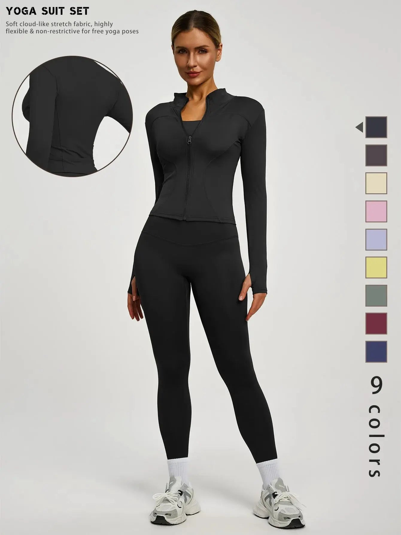 Fitfemme 2Pcs Women's Spring Yoga Sport Suit High Waist Legging Jacket Lifting Running Pants Outdoor Set luxecrown.co.uk