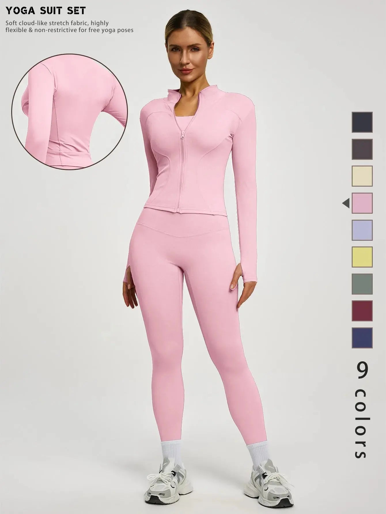 Fitfemme 2Pcs Women's Spring Yoga Sport Suit High Waist Legging Jacket Lifting Running Pants Outdoor Set luxecrown.co.uk