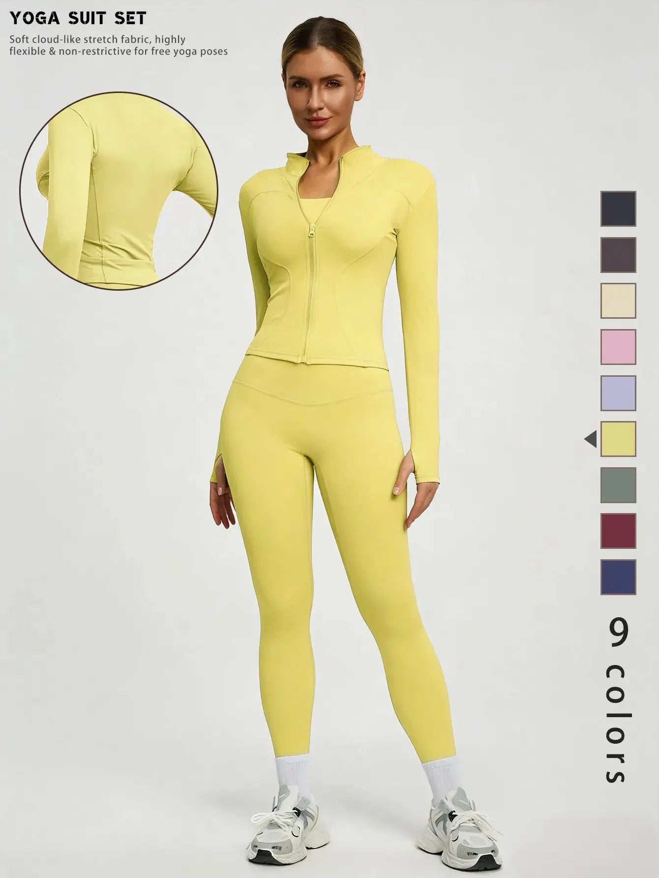 Fitfemme 2Pcs Women's Spring Yoga Sport Suit High Waist Legging Jacket Lifting Running Pants Outdoor Set luxecrown.co.uk