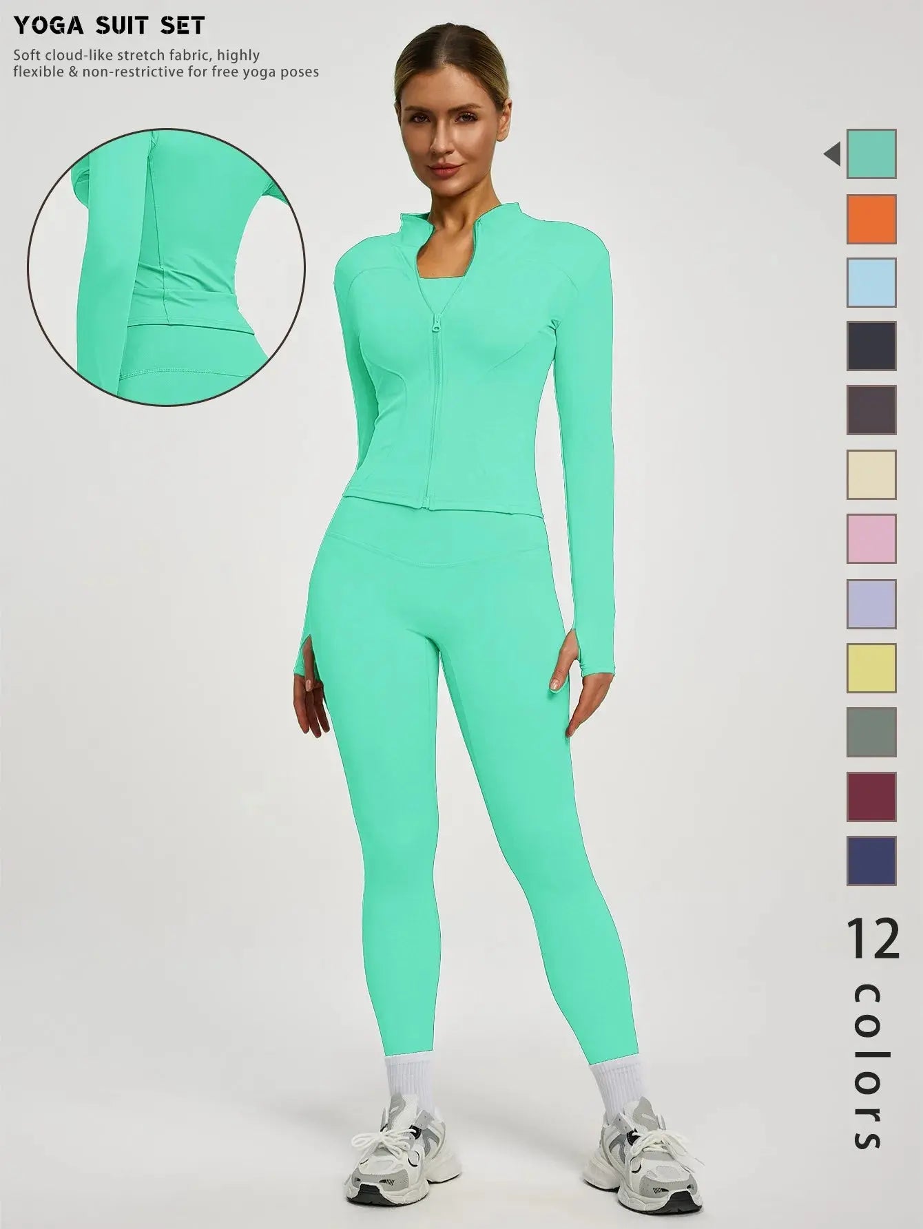 Fitfemme 2Pcs Women's Spring Yoga Sport Suit High Waist Legging Jacket Lifting Running Pants Outdoor Set luxecrown.co.uk