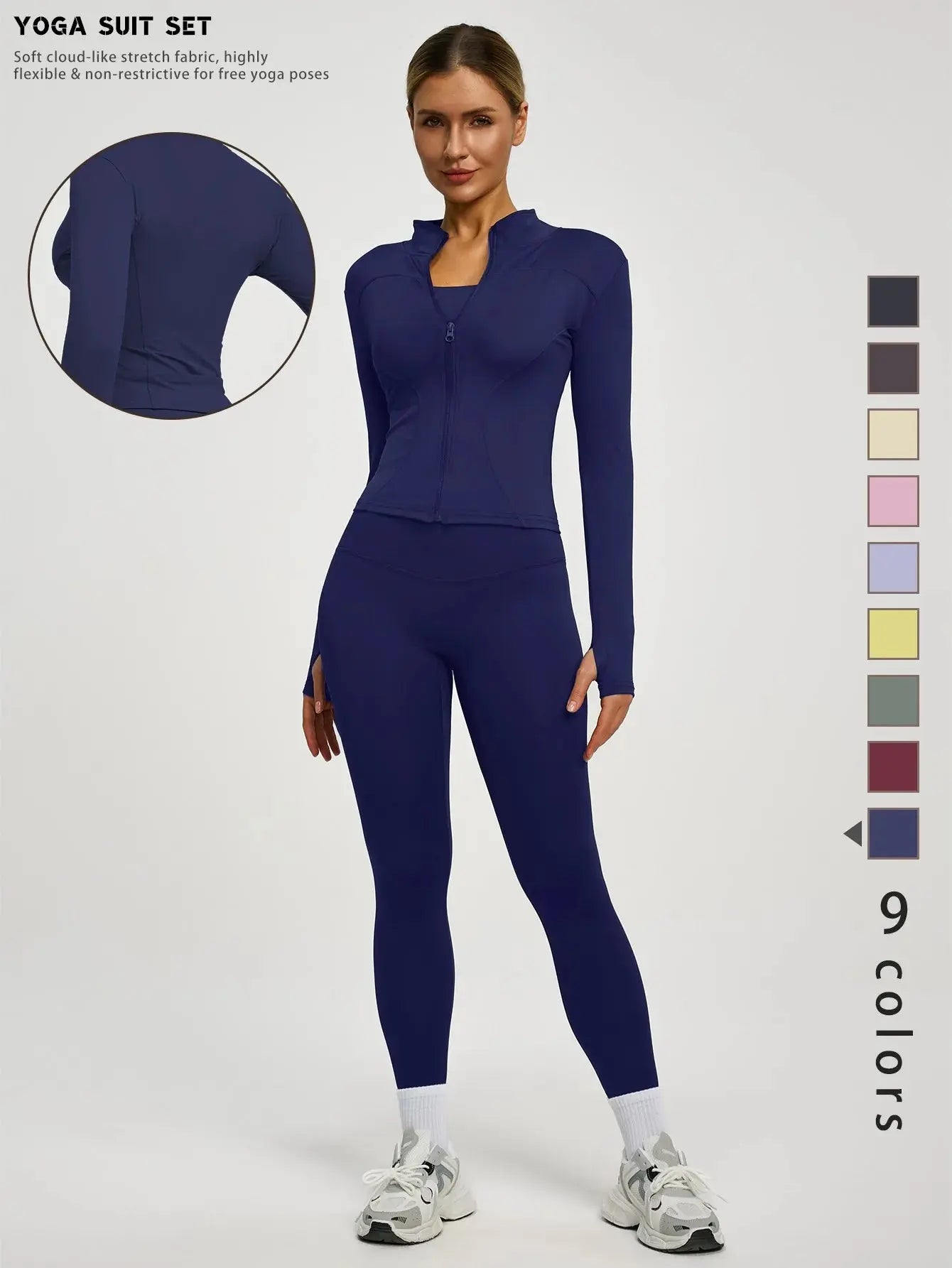 Fitfemme 2Pcs Women's Spring Yoga Sport Suit High Waist Legging Jacket Lifting Running Pants Outdoor Set luxecrown.co.uk