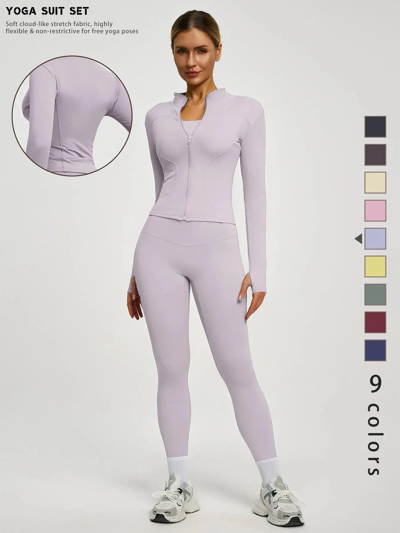 Fitfemme 2Pcs Women's Spring Yoga Sport Suit High Waist Legging Jacket Lifting Running Pants Outdoor Set luxecrown.co.uk