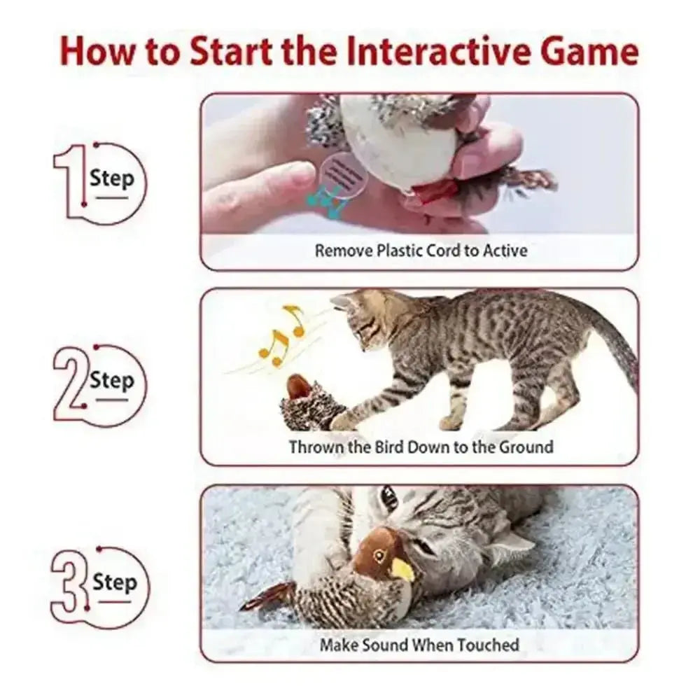 Flapping Bird Cat Toy, Interactive Flappy Bird Cat Toy Bird Toy for Cats, Simulated Chirping Bird Cat Toy, Interactive Cat Toy Streetsharks