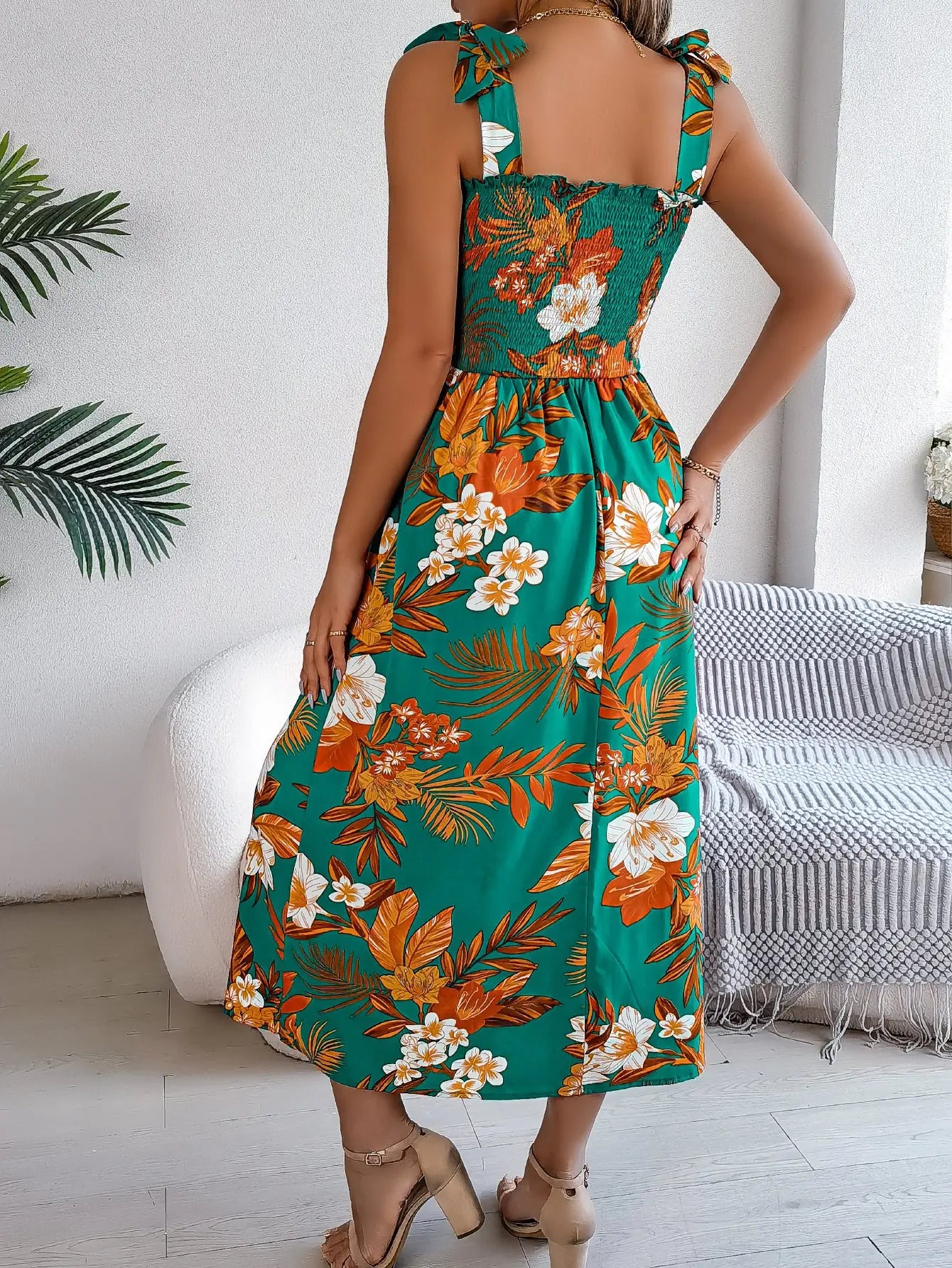 Flowers Print Suspender Corset Dress Ins Fashion Holiday Beach Long Dresses Summer Clothing For Women StreetSharks