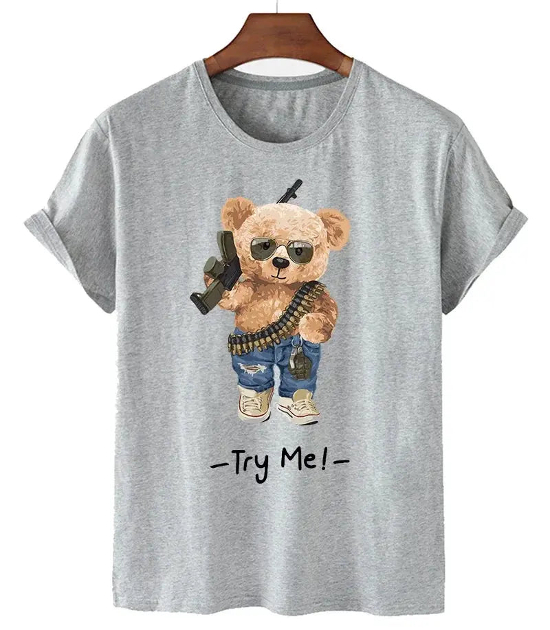 Funny Bear Print Tshirt Women Fashion Cartoon Harajuku Casual T-shirt Female Summer Short Sleeved Top Tees Unisex T Shirt luxecrown.co.uk