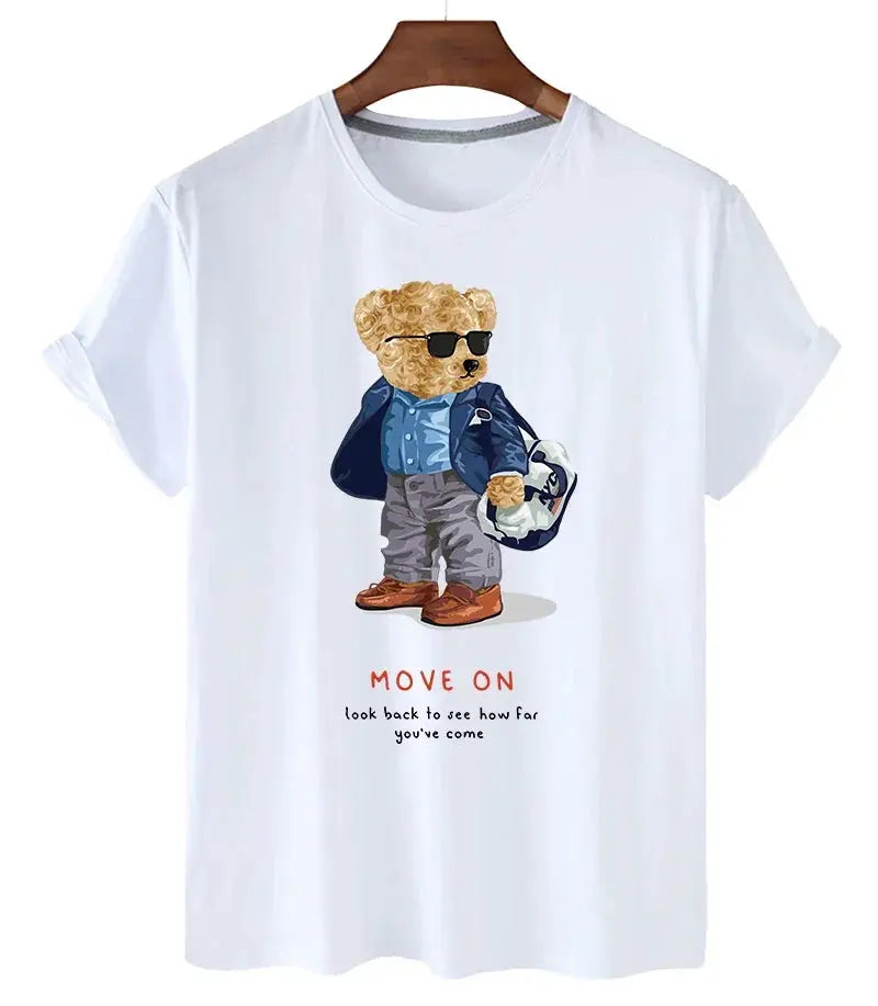 Funny Bear Print Tshirt Women Fashion Cartoon Harajuku Casual T-shirt Female Summer Short Sleeved Top Tees Unisex T Shirt luxecrown.co.uk