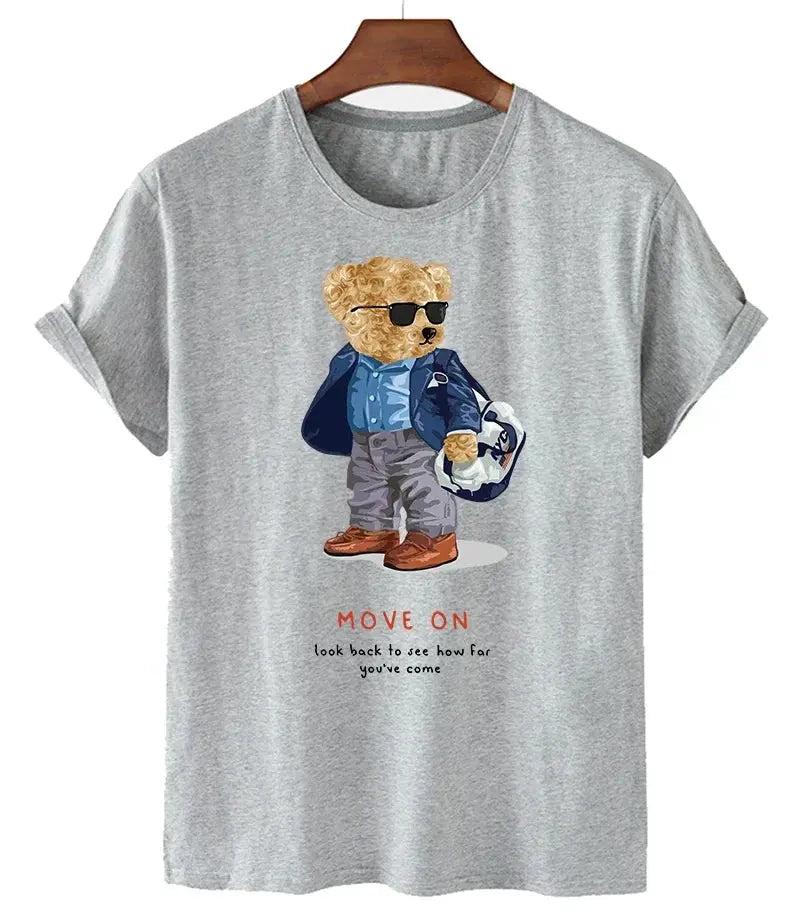 Funny Bear Print Tshirt Women Fashion Cartoon Harajuku Casual T-shirt Female Summer Short Sleeved Top Tees Unisex T Shirt luxecrown.co.uk