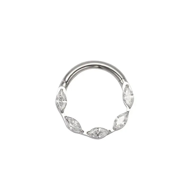G23 Titanium One Piece Marquise Gem Clicker Hinge Piercing 16G Helix Daith Earring Nose Rings Classic Simple Design Body Jewelry Streetsharks