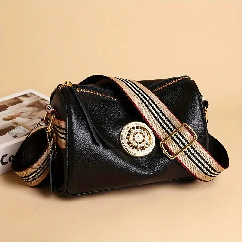 Genuine Leather Crossbody Bag, Stylish Black, Camel, Green Women's Trendy Handbag with Adjustable Strap, Waterproof Streetsharks