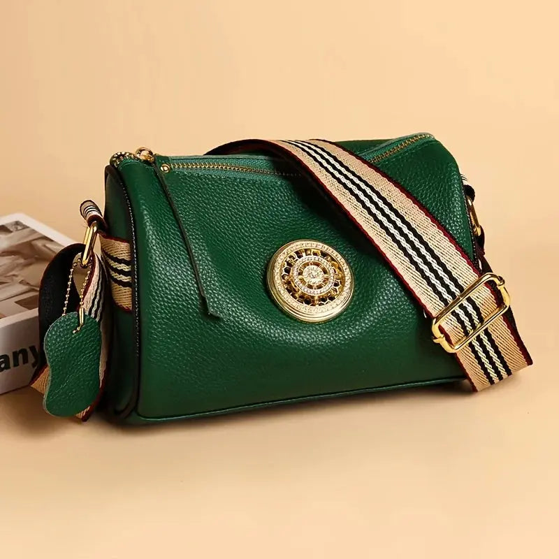 Genuine Leather Crossbody Bag, Stylish Black, Camel, Green Women's Trendy Handbag with Adjustable Strap, Waterproof Streetsharks