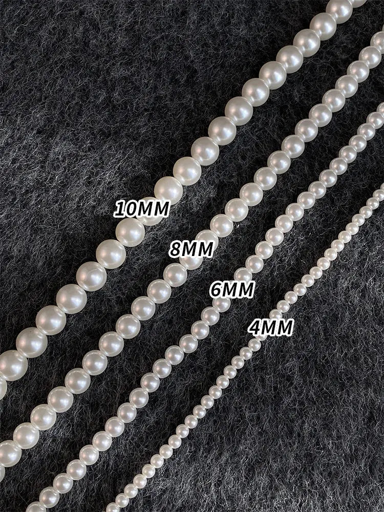 Girl’s Imitation White Pearl Magnetic Round Buckle Beadeds Chain Necklace 2024 New Collarbone Chain Elegant Jewelry for Women Streetsharks