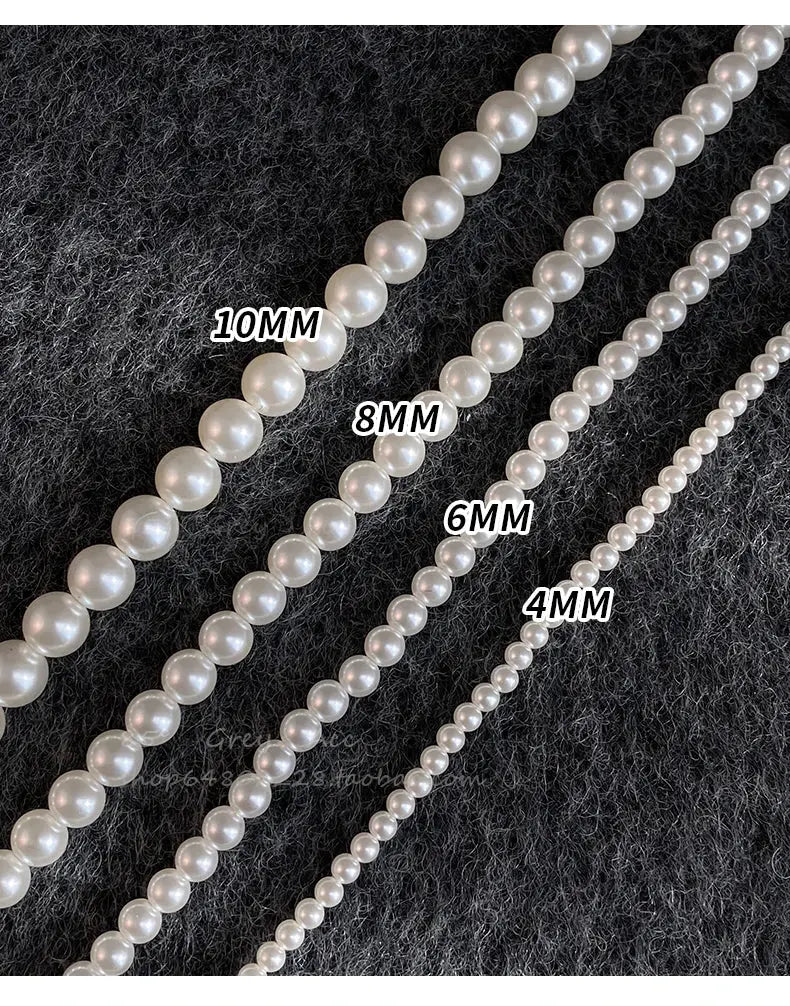 Girl’s Imitation White Pearl Magnetic Round Buckle Beadeds Chain Necklace 2024 New Collarbone Chain Elegant Jewelry for Women Streetsharks