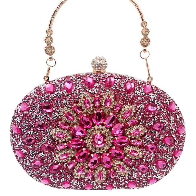 Gold Round Bag Luxury Brand Rhinestone Clutch Bags for Women 2024 Crystals Party Purses Diamond Designer Crossbody Handbags Streetsharks