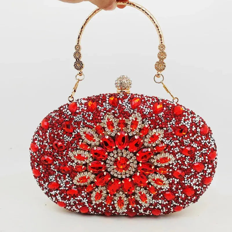 Gold Round Bag Luxury Brand Rhinestone Clutch Bags for Women 2024 Crystals Party Purses Diamond Designer Crossbody Handbags Streetsharks