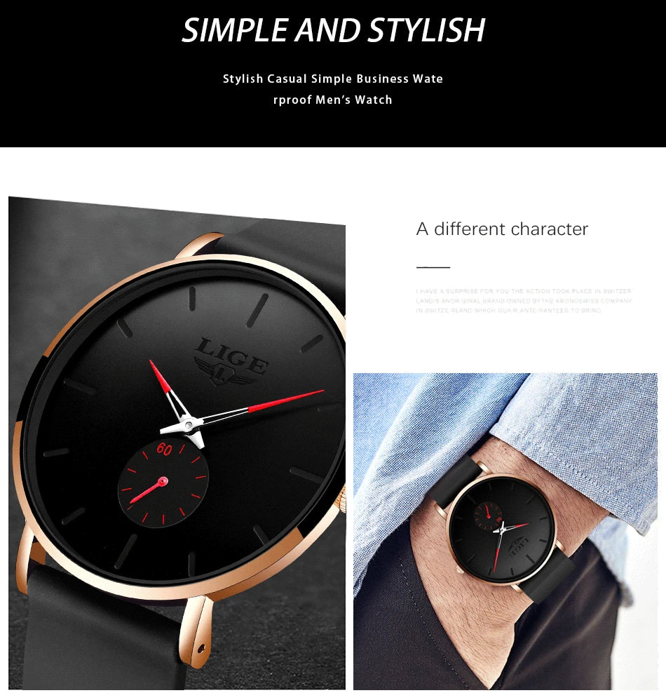 LIGE New Fashion Mens Watches Top Brand Luxury Sport Waterproof Simple Ultra-Thin Watches Men Quartz Clock Relogio Masculino+Box luxecrown.co.uk