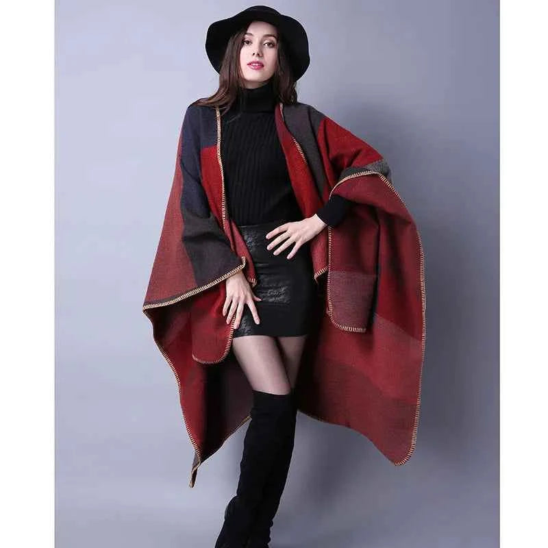 Winter Fashion Poncho Women Capes Scarf Imitation Cashmere Ladies Scarves Warm Shawls Wraps Woman Ponchos Bufanda Mujer Foulard