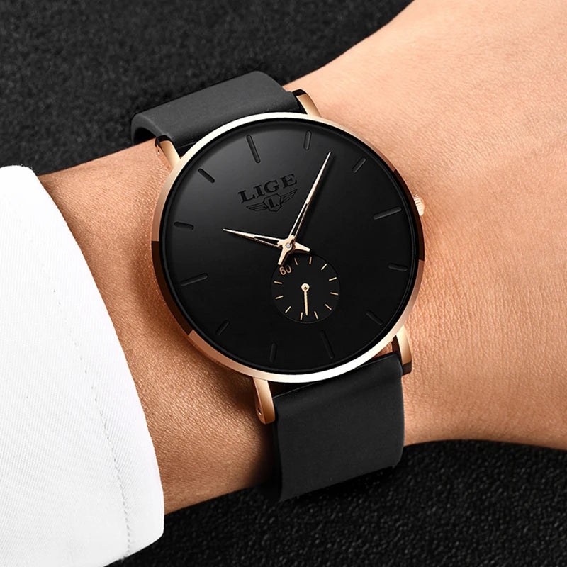 LIGE New Fashion Mens Watches Top Brand Luxury Sport Waterproof Simple Ultra-Thin Watches Men Quartz Clock Relogio Masculino+Box luxecrown.co.uk
