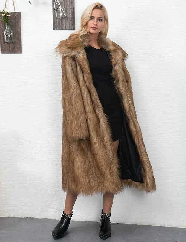 Winter Women Faux Fox Fur Long Coat Thick Full Sleeve Fluffy Luxury Fur Jacket Elegant Mujer Bontjas Warm Furry Shaggy Outerwear