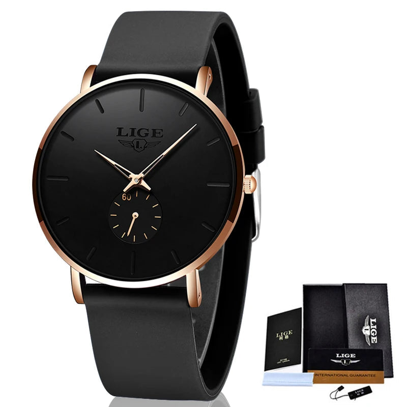 LIGE New Fashion Mens Watches Top Brand Luxury Sport Waterproof Simple Ultra-Thin Watches Men Quartz Clock Relogio Masculino+Box luxecrown.co.uk