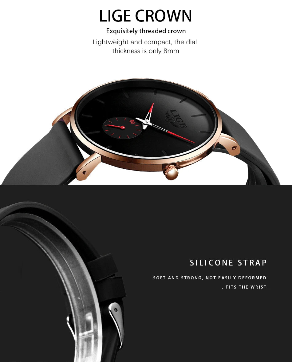 LIGE New Fashion Mens Watches Top Brand Luxury Sport Waterproof Simple Ultra-Thin Watches Men Quartz Clock Relogio Masculino+Box luxecrown.co.uk