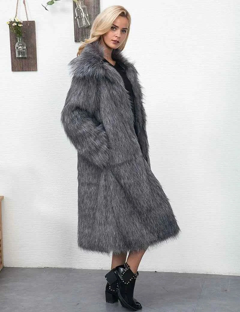 Winter Women Faux Fox Fur Long Coat Thick Full Sleeve Fluffy Luxury Fur Jacket Elegant Mujer Bontjas Warm Furry Shaggy Outerwear