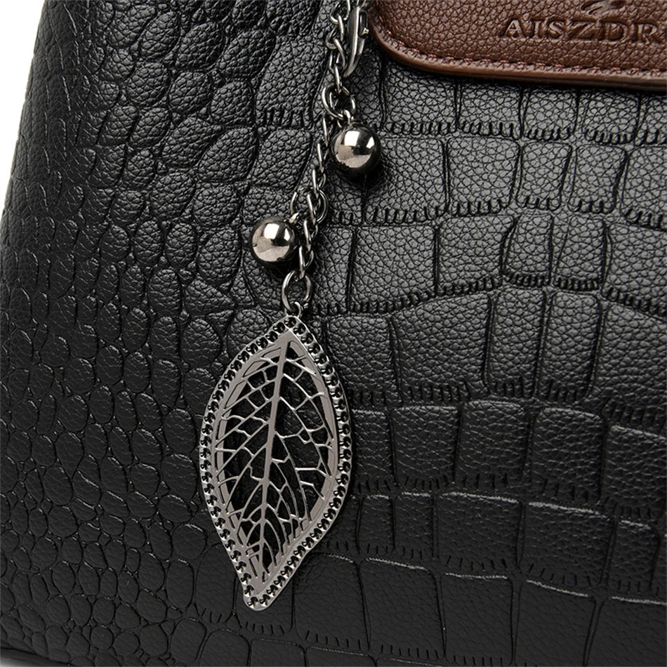 Brand Leather 3 Layers Alligator Crossbody Bag for Women Female Shoulder Messenger Sac Luxury Designer Ladies Handbags Streetsharks