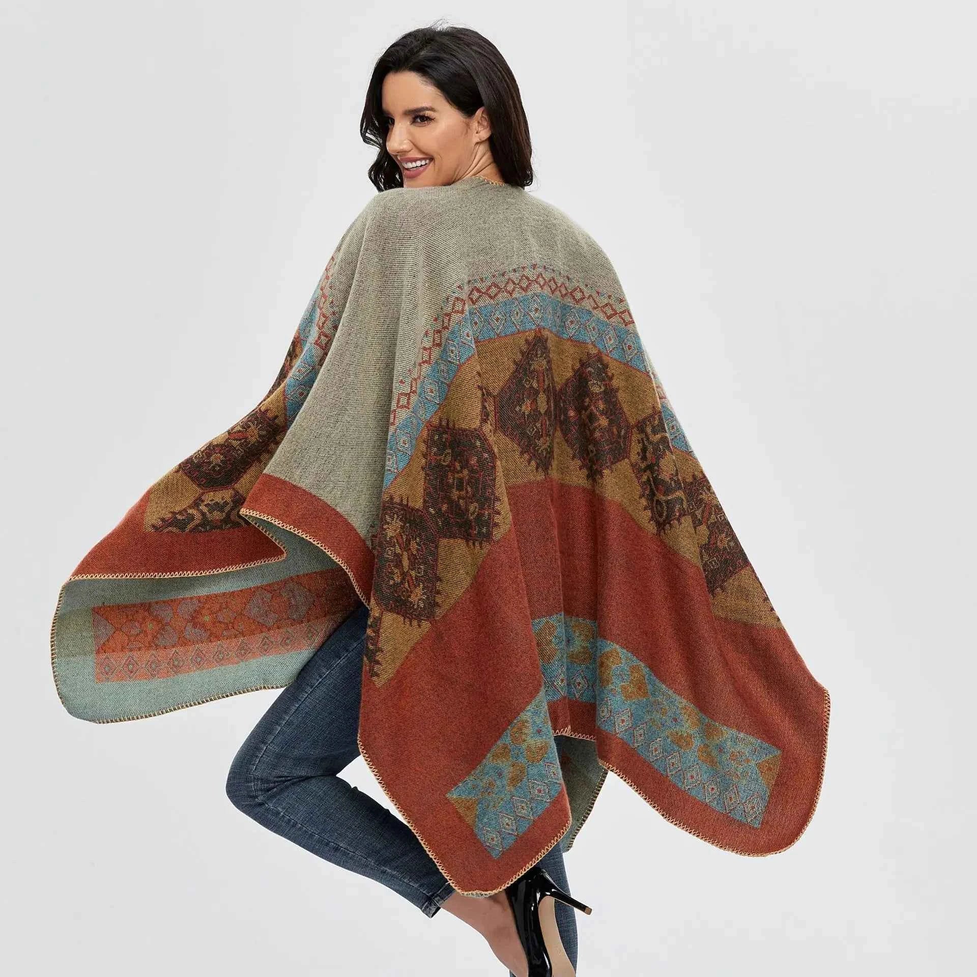 Winter Fashion Poncho Women Capes Scarf Imitation Cashmere Ladies Scarves Warm Shawls Wraps Woman Ponchos Bufanda Mujer Foulard